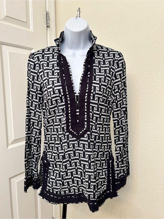 Tory Burch Tops - Tory Burch Black and White Geometric Tunic 2